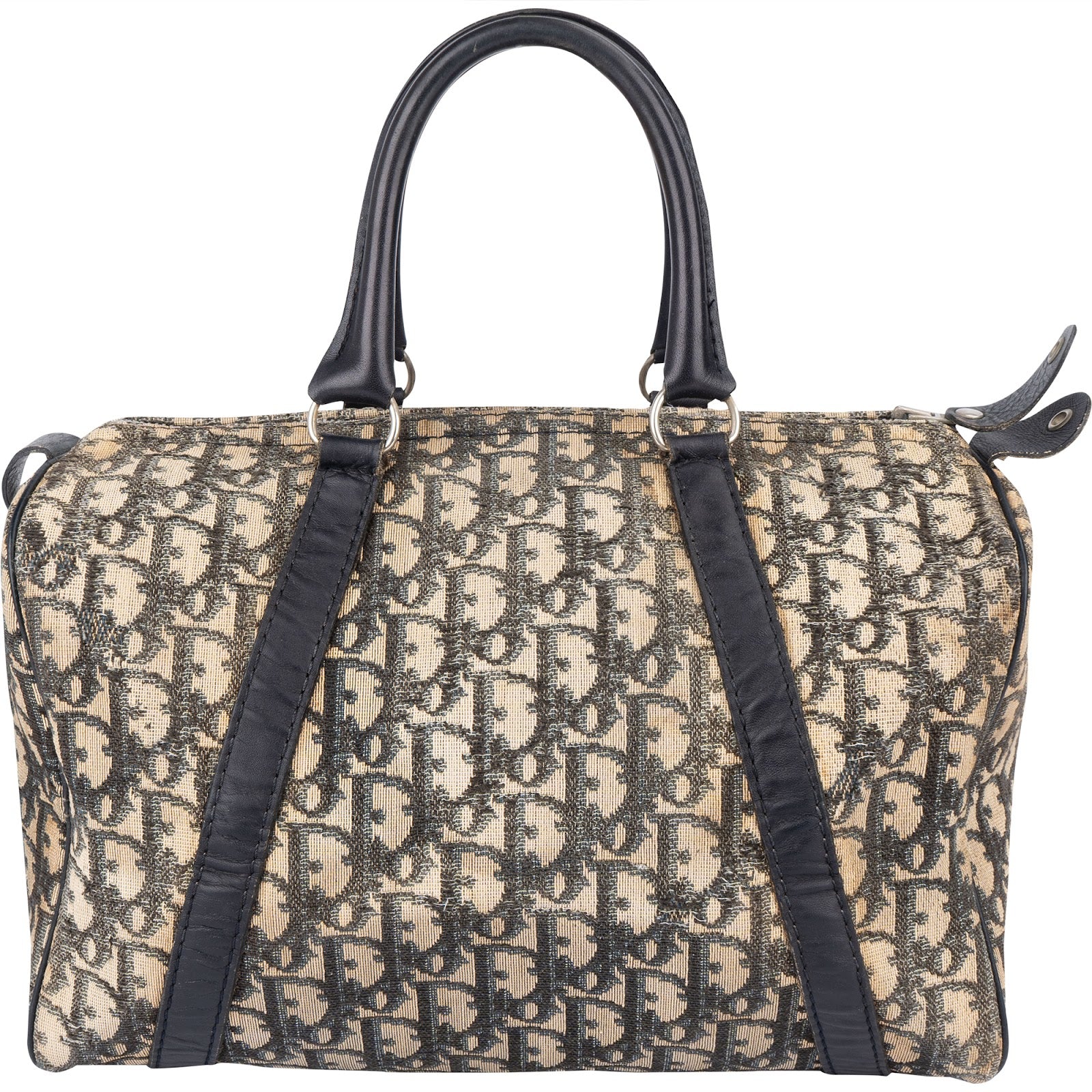 [🔄️B23 / F55] Christian Dior Monogram Trotter Canvas Boston Bag Handbag - vintageandkickz