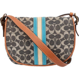 Coach Monogram Signature Stripe Saddle Crossbody Bag