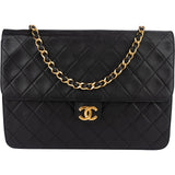 [🔄️B23 / F15] Chanel Quilted Lambskin Medium Double Flap Shoulder Bag - vintageandkickz