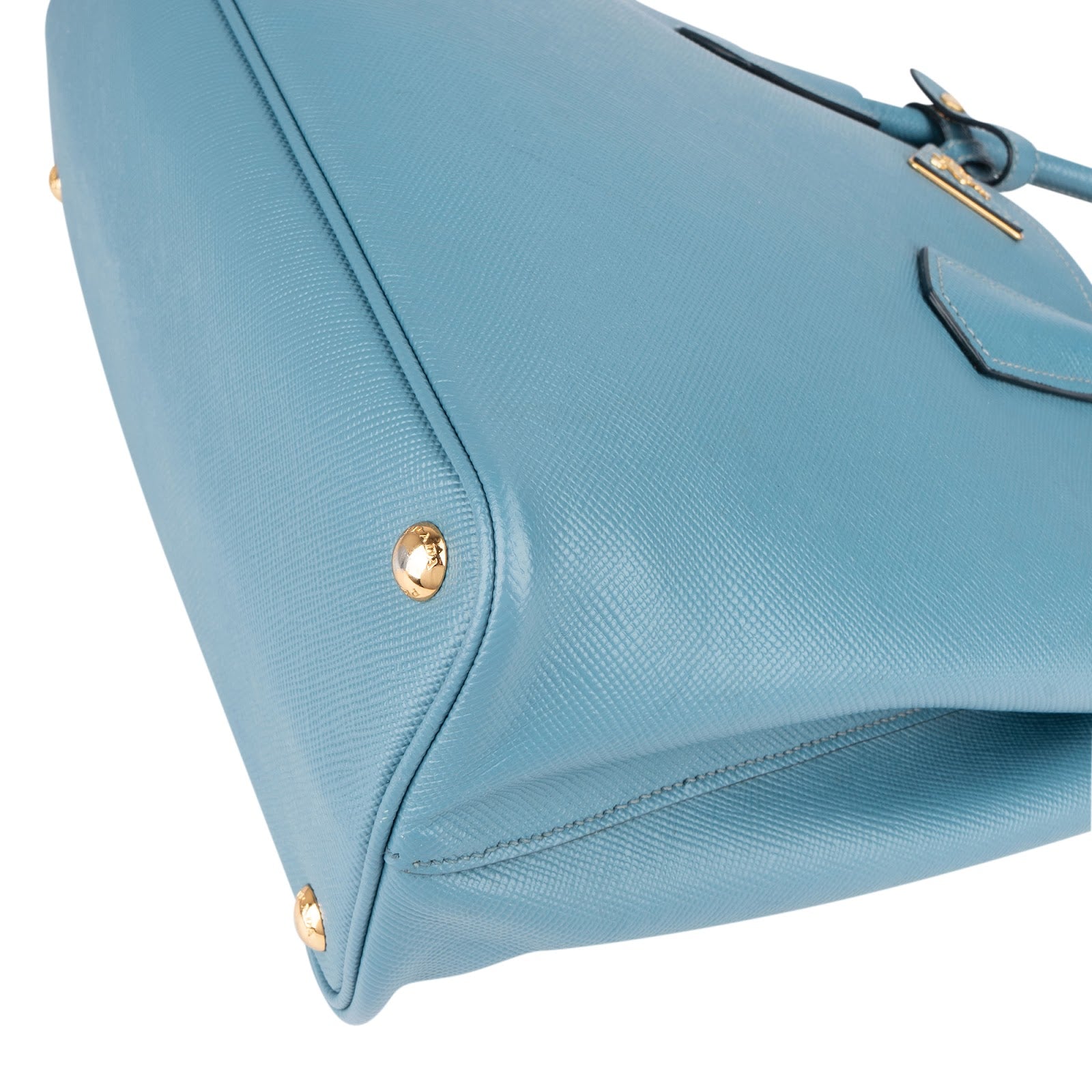 Prada Blue Saffiano Leather Double Handbag - vintageandkickz