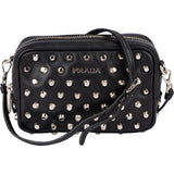 Prada Studded Soft Calf Leather Mini Camera Crossbody Bag