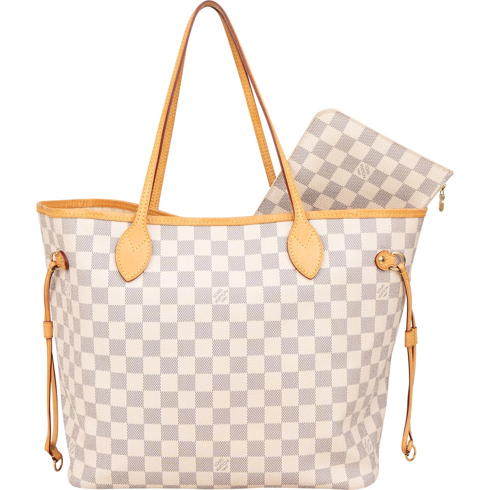 [🔄️B07 / F20] Louis Vuitton Monogram Damier Azur Canvas Neverfull MM Shoulder Bag - vintageandkickz