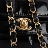 Chanel Patent Leather Chocolate Bar 24K Gold Single Flap Crossbody Bag