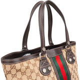 Gucci Monogram GG Canvas Web Detail Tote Shoulder Bag