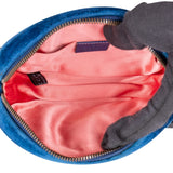 Gucci Blue Leather Velvet GG Marmont Matelassé Belt Bag