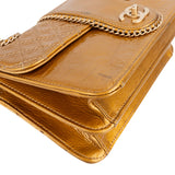 Chanel Crinkled Stitched Patent Leather Chain Around Single Flap Shoulder Bag