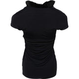 Gucci Black Twisted Ruffles Collar Belt Shirt Top (M)