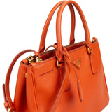 Prada Orange Saffiano Leather Galleria Handbag