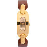 Fendi Gold Tone Brown Leather 3400L Woman Watch