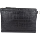 Balenciaga Crocodile Embossed Classic Clutch - vintageandkickz