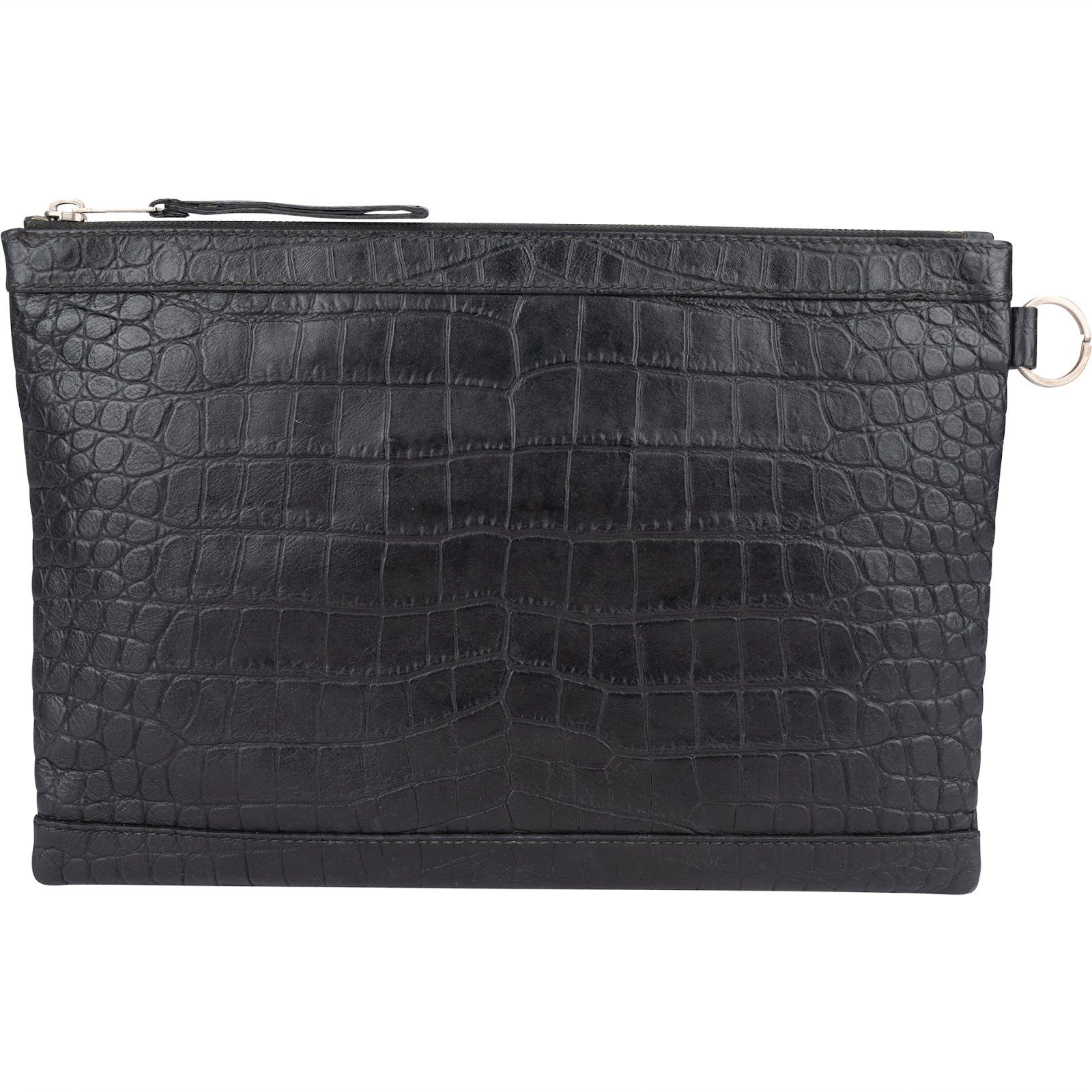 Balenciaga Crocodile Embossed Classic Clutch - vintageandkickz