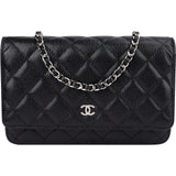 Chanel Quilted Caviar Leather Wallet On Chain Crossbody Bag