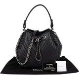 Chanel Chevron Leather Drawstring Crossbody Bag
