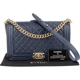 Chanel Quilted Lambskin Boy Single Flap Crossbody Bag