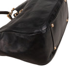 Salvatore Ferragamo Black Leather Gancini Melike Tote Shoulder Bag