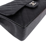 Chanel Quilted Caviar Leather Palladium Jumbo Double Flap Crossbody Bag