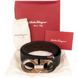 Salvatore Ferragamo Leather Reversible Horn Double Gancini Belt