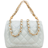 Chanel Quilted Lambskin Mini Single Flap Pearl Handle Crossbody Bag