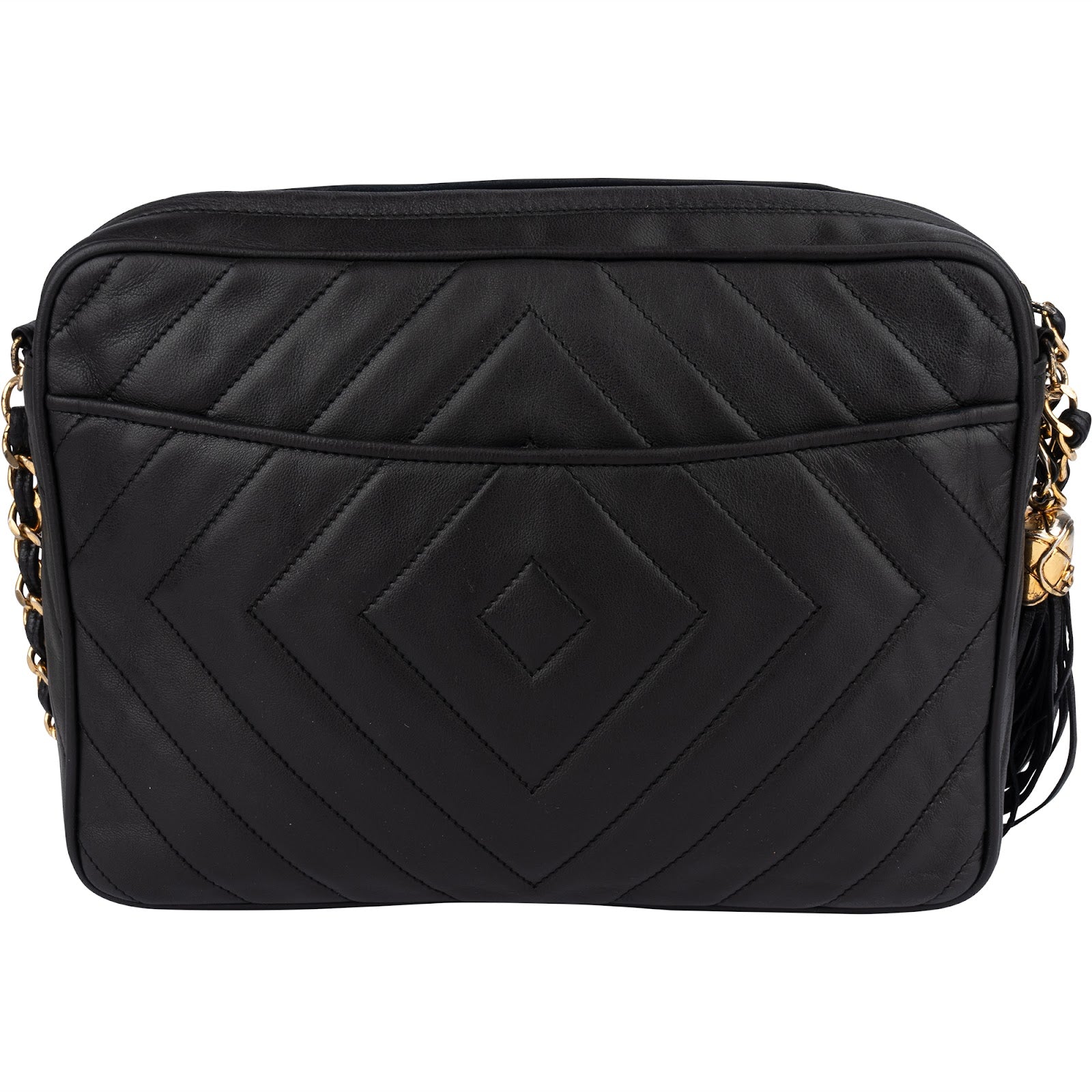 Chanel Quilted Lambskin Chevron Camera Crossbody Bag - vintageandkickz