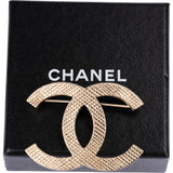 Chanel Gold Tone Perforated CC Brooch
