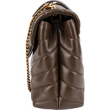 Yves Saint Laurent Brown Quilted Leather Loulou Crossbody Bag
