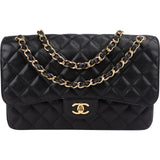 Chanel Quilted Caviar Leather Jumbo Double Flap Crossbody Bag