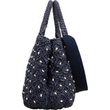 Prada Woven Raffia Polka-Dot Tote Shoulder Handbag