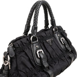 Prada Tessuto Gaufre Triangle Woven Handle Satchel Handbag
