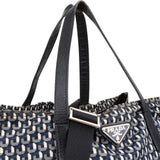 Prada Tessuto Stampato Monogram Saffiano Leather Tote Hobo Handbag