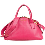 Miu Miu Pink Madras Leather Top Handle Bauletto Dome Handbag