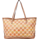 Gucci Monogram Multicolor Raffia and Leather GG Bamboo Tassel Tote Shoulder Bag