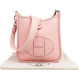 Hermès Rose Sakura Clemence Leather Mini Evelyne 16 Crossbody Bag