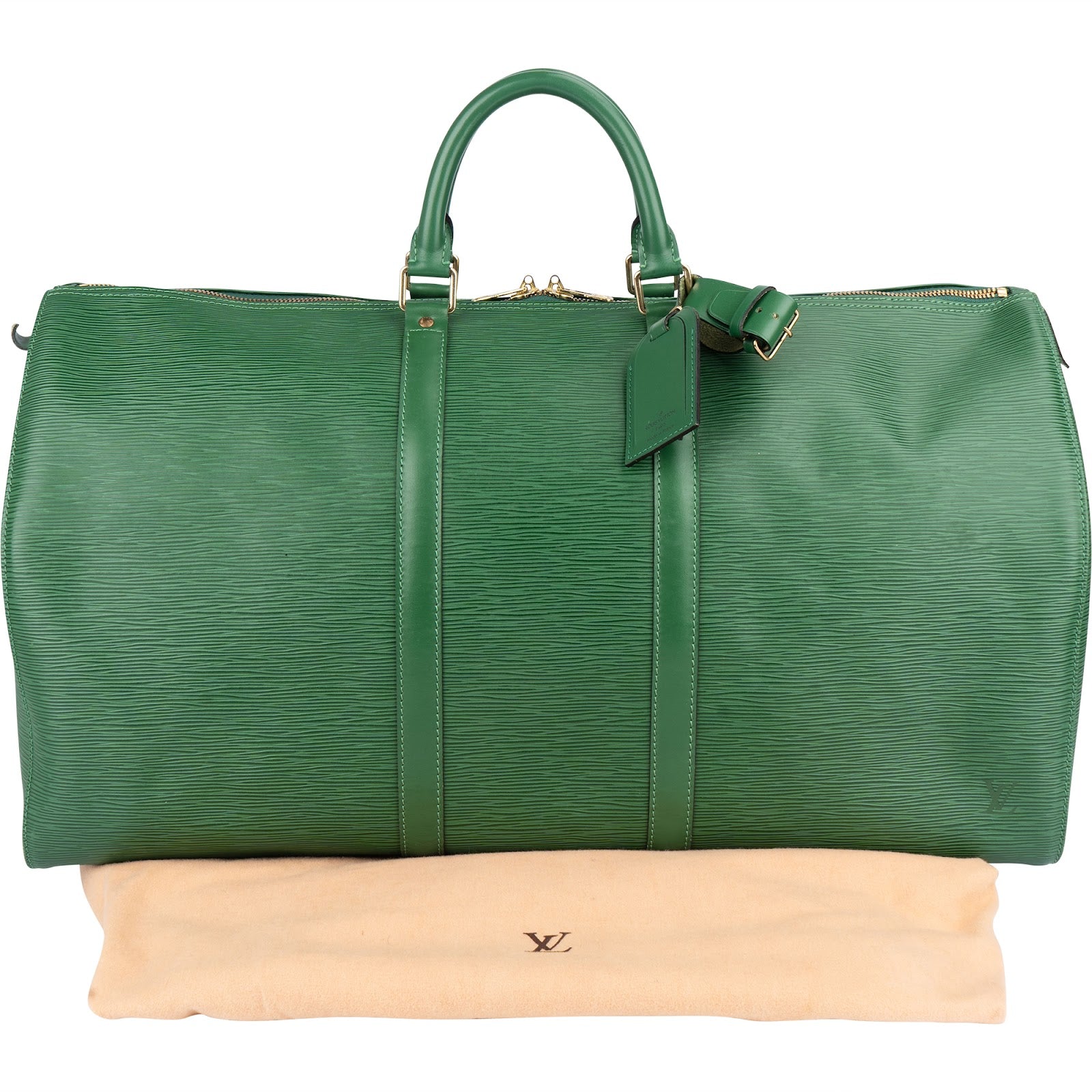 Louis Vuitton Green Epi Leather Keepall 55 Travel Bag - vintageandkickz