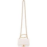 Chanel White Quilted Lambskin Mini Rectangular Flap Top Handle Crossbody Bag