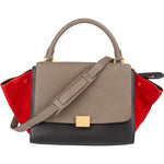Céline Suede Leather Trapeze Handbag Tricolor - vintageandkickz