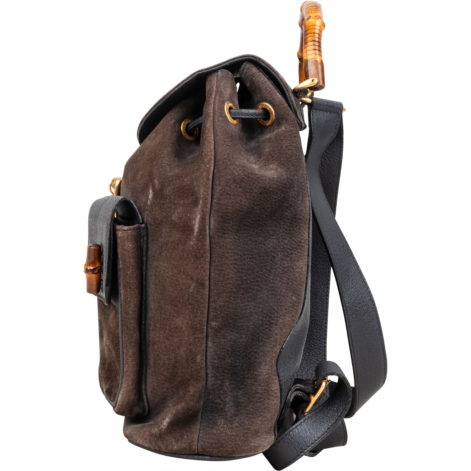 Gucci Suede Bamboo Backpack - vintageandkickz