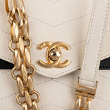 Chanel Stitching Chevron Leather Double Flap Crossbody Bag