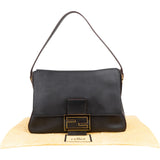 Fendi Black Leather Mamma Baguette Shoulder Bag