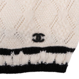 Chanel Ripped Cashmere Pointelle Off-Shoulder Knit Cropped T-Shirt (FR 34 / DE 32)