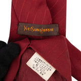 Yves Saint Laurent Striped Emblem Silk Tie Krawatte