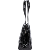 Chanel Quilted Patent Leather CC Small Tote Handbag