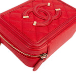 Chanel Quilted Caviar Leather Small Filigree Vanity Case Crossbody - vintageandkickz