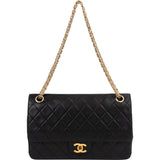 Chanel Quilted Lambskin 24K Gold Double Flap Shoulder Bag