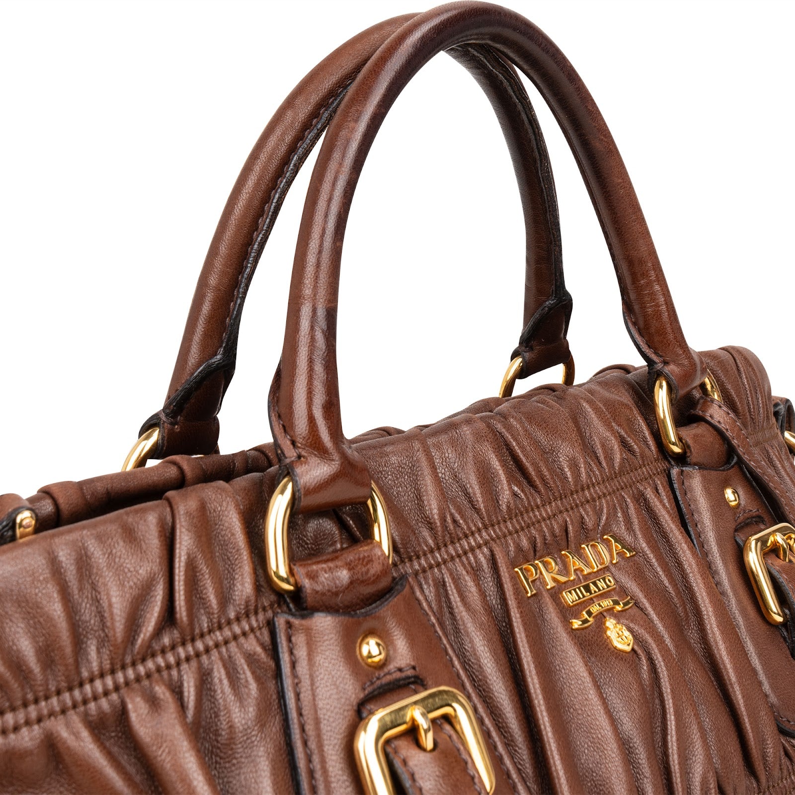 Prada Quilted Nappa Leather Gaufre Satchel Handbag - vintageandkickz