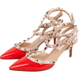 Valentino Garavani Multicolor Patent Leather Rockstud Multi Ankle Strap Pumps (35)
