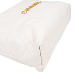 Chanel 22 White Quilted Lambskin Maxi Drawstring Shoulder Bag