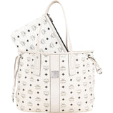 MCM White Monogram Visetos Liz Reversible Shopper Shoulder Bag