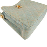 Chanel Iconic Quilted Denim 24K Gold Small Top Handle Handbag