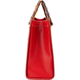 Gucci Grained Leather Bamboo Handle Handbag