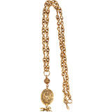 Chanel Gold Tone Vintage Crown Horse Medallion Belly Chain Necklace
